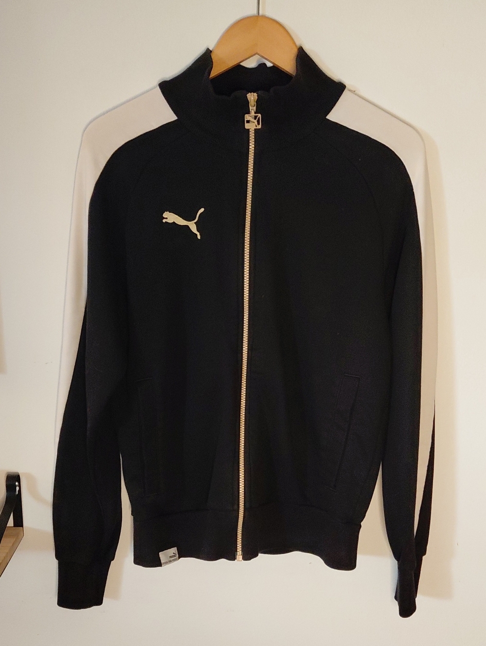 Puma Black Full-Zip Track Jacket with White Shoulder Stripes